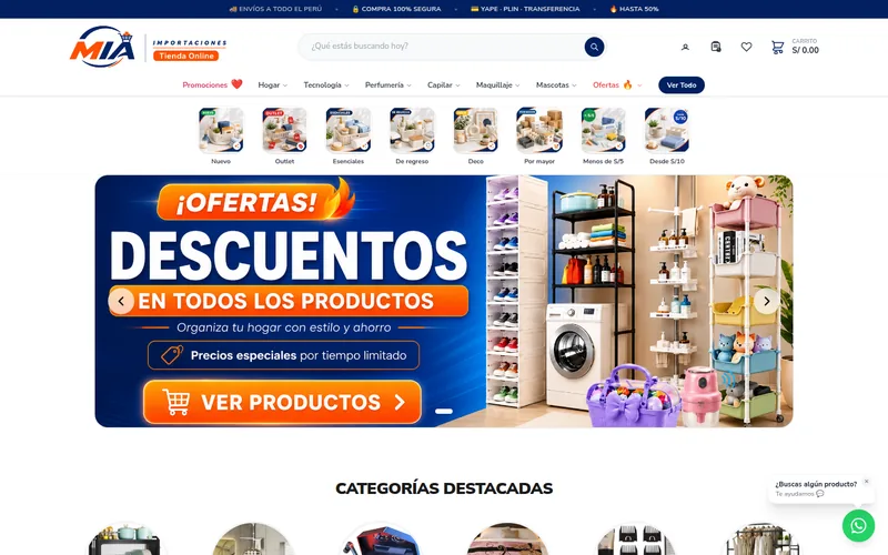 Página de inicio de Importaciones Mía